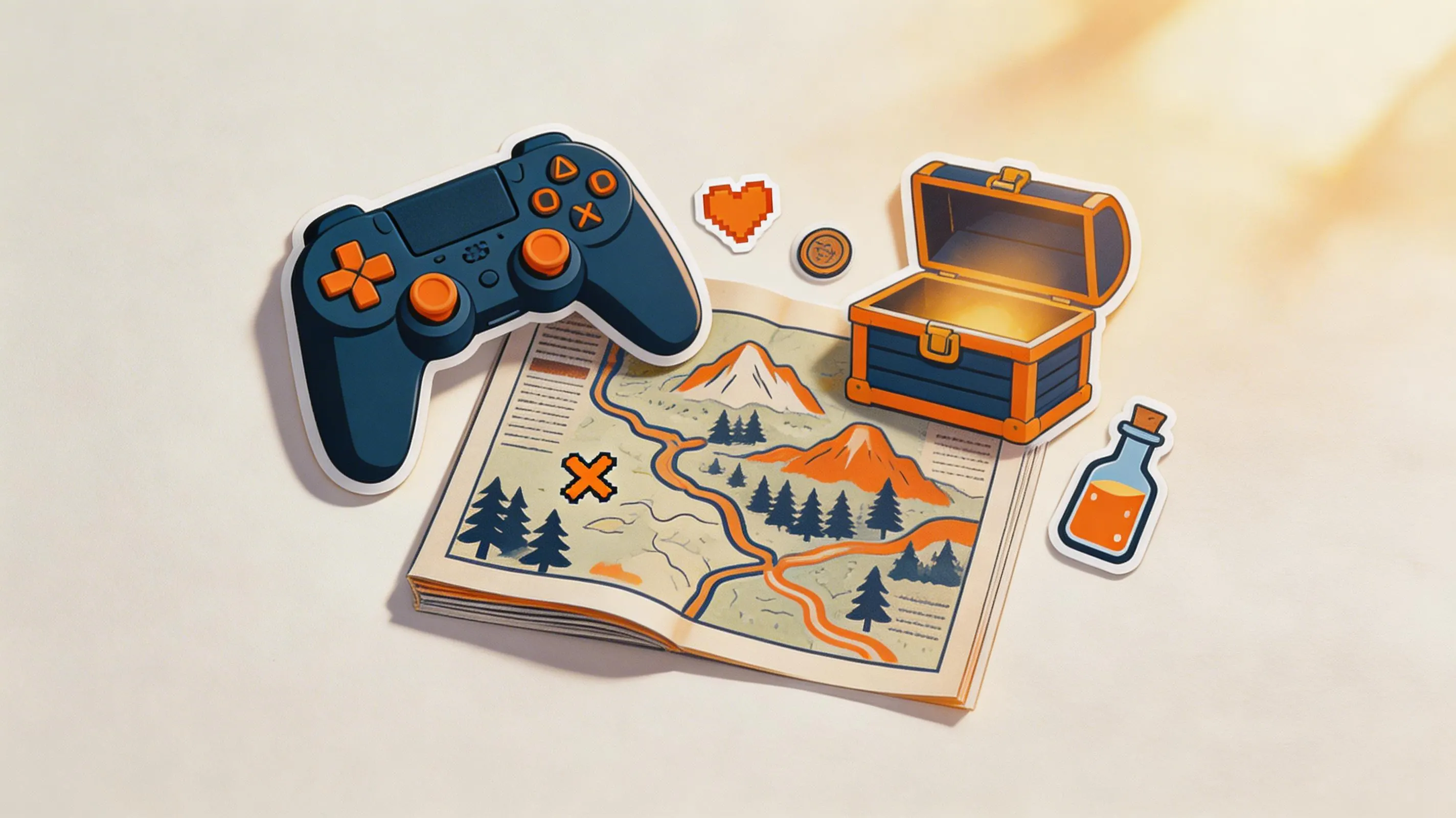 Editorial warm illustration for PlaySaga homepage